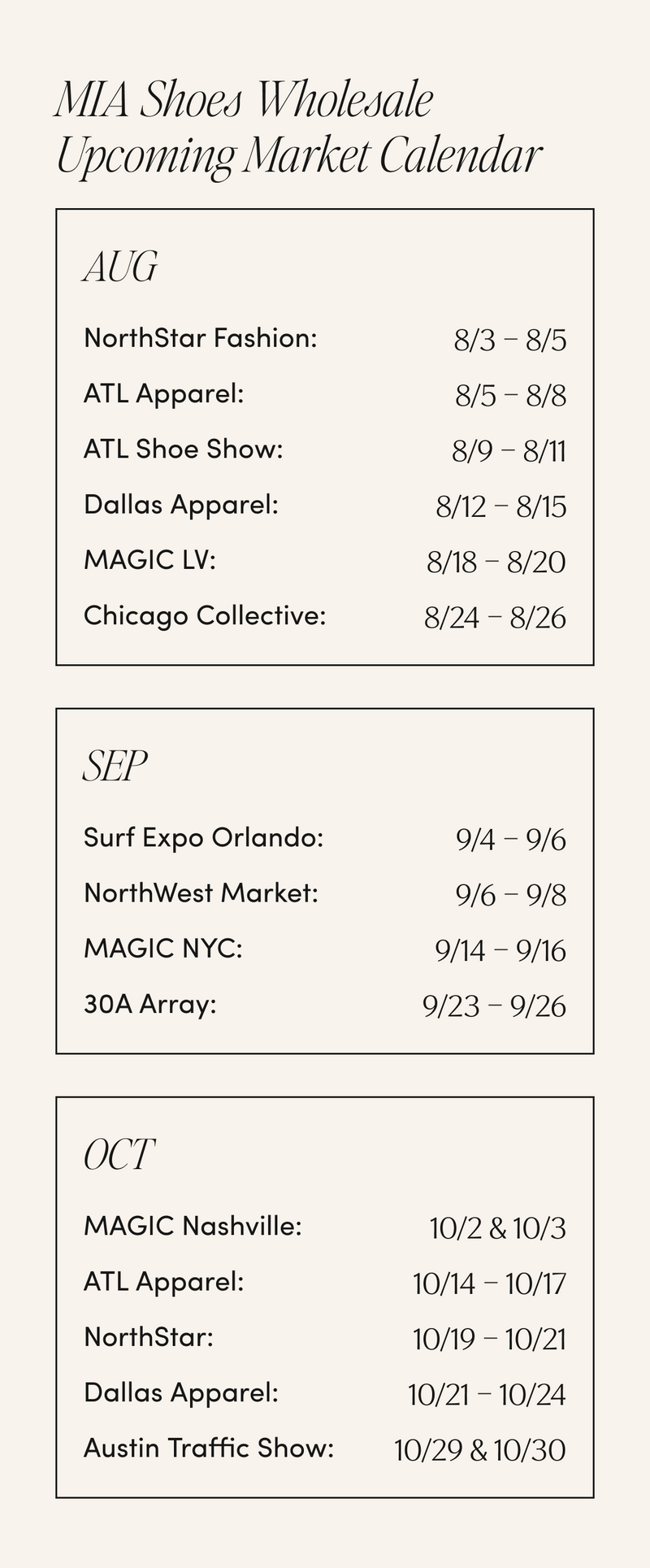 Upcoming Market Calendar