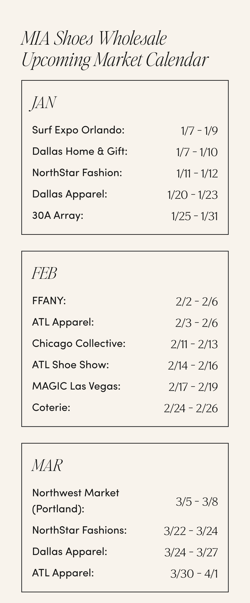 Upcoming Market Calendar